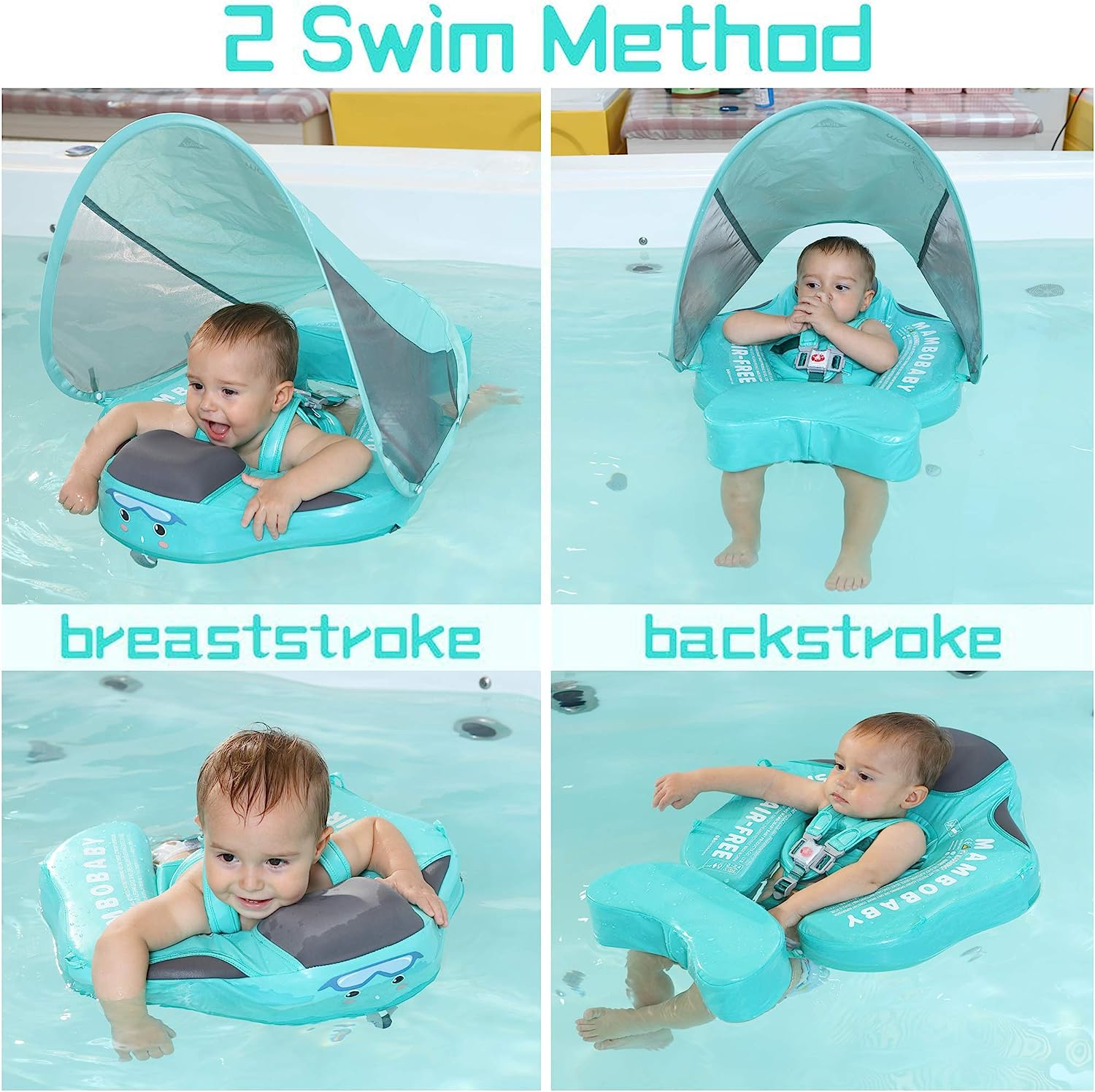 Bouée d'apprentissage de la natation pour bébé, protection à 360°, réglable, en plastique sûr pour les enfants de 3 à 24 mois 6