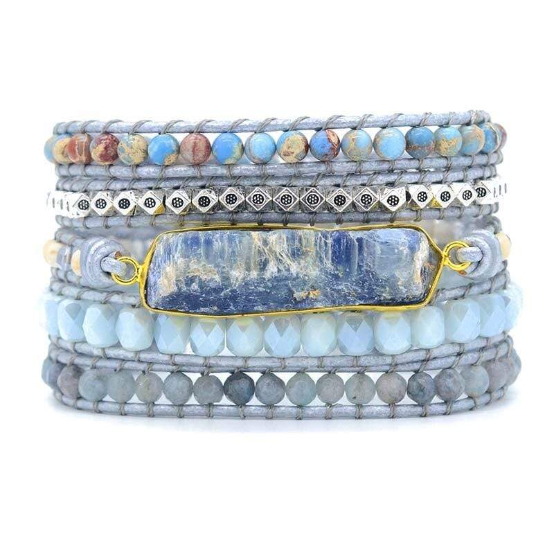 Bracelet Bohème Enroulé avec Topaze Bleue 4