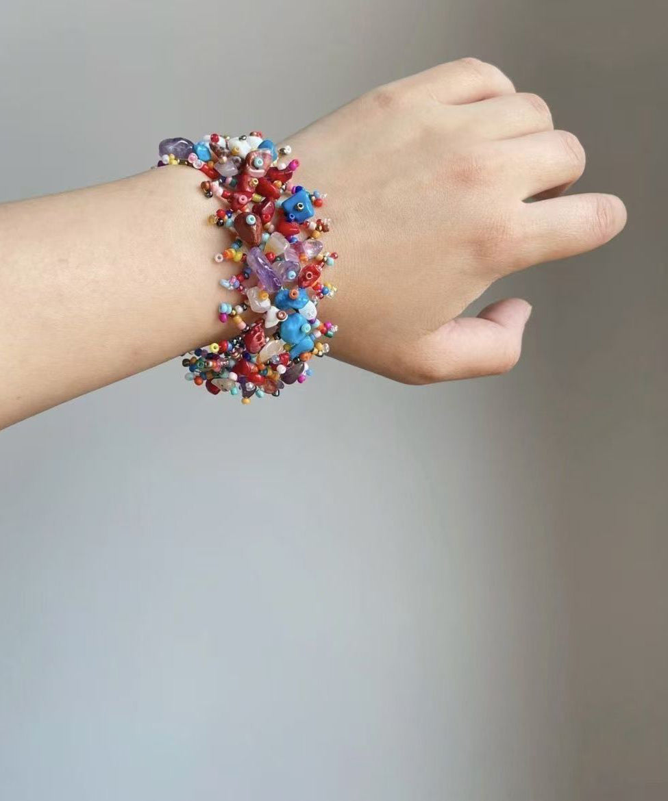 Bracelet Femme Chaîne Asymétrique Perles Colorées 0