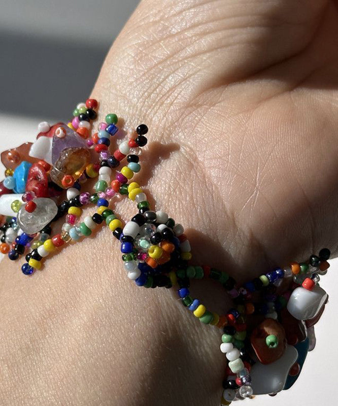 Bracelet Femme Chaîne Asymétrique Perles Colorées 2
