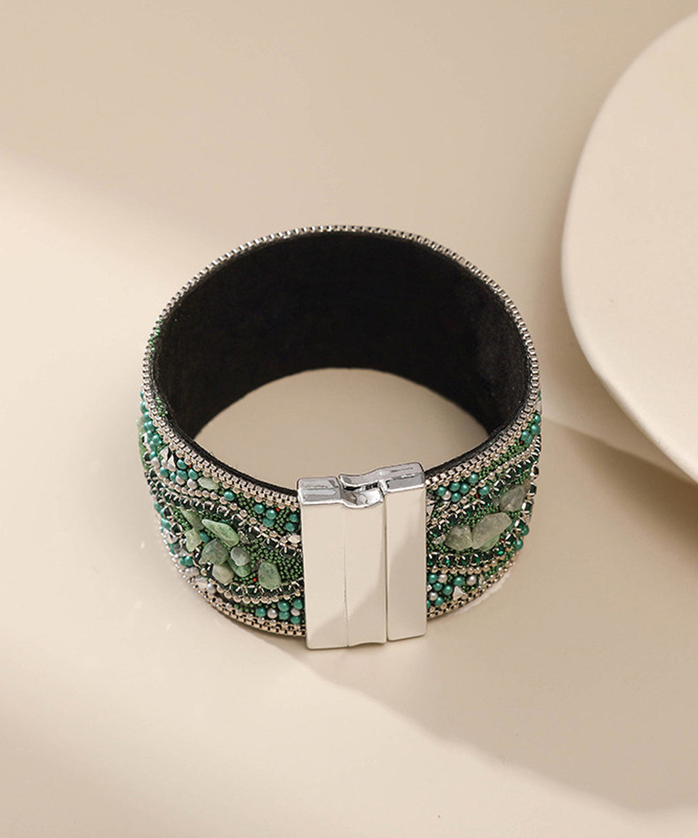 Bracelet Femme Style Rétro Perles de Riz Bleu 4