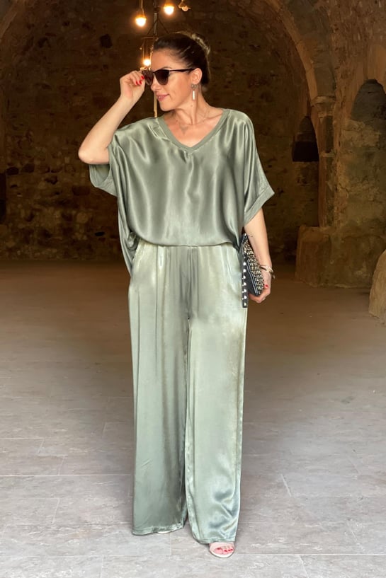 Robe Femme De Soirée Satinée Élégante À Deux Parties-4