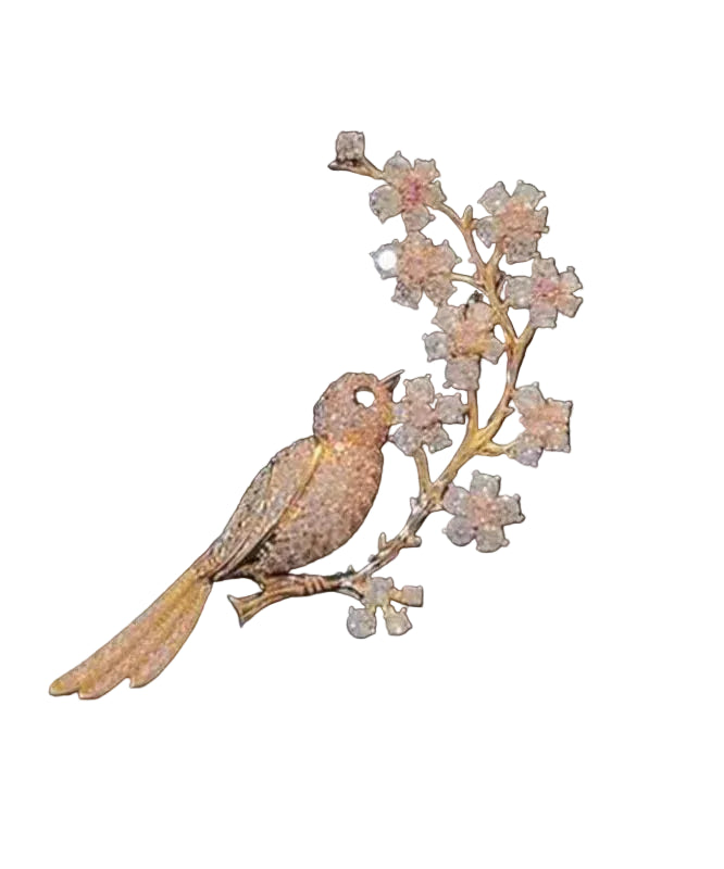 Broche Femme Tendance Fleur de Prunier Doré pour Vêtement 1