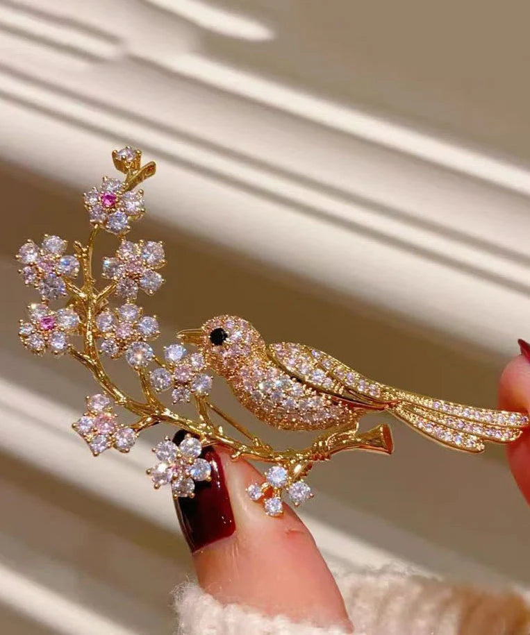Broche Femme Tendance Fleur de Prunier Doré pour Vêtement 4