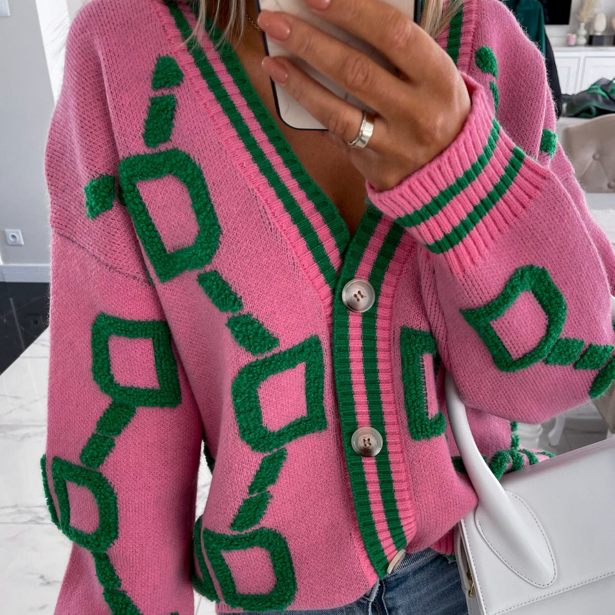 Cardigan Décontracté à Col en V 4