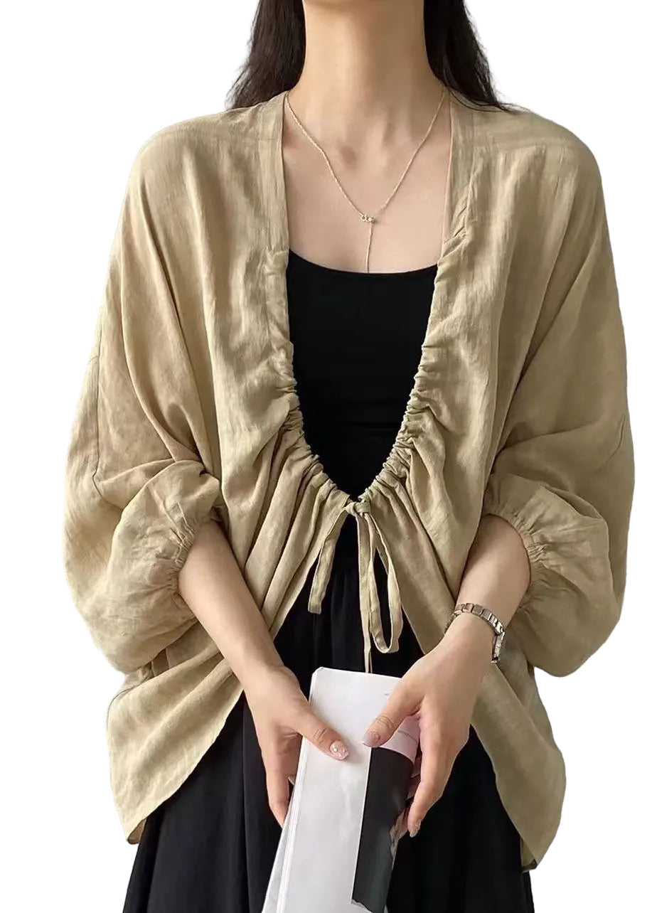 Cardigan Femme À Lacets Avec Cordon de Serrage Style Estival 0