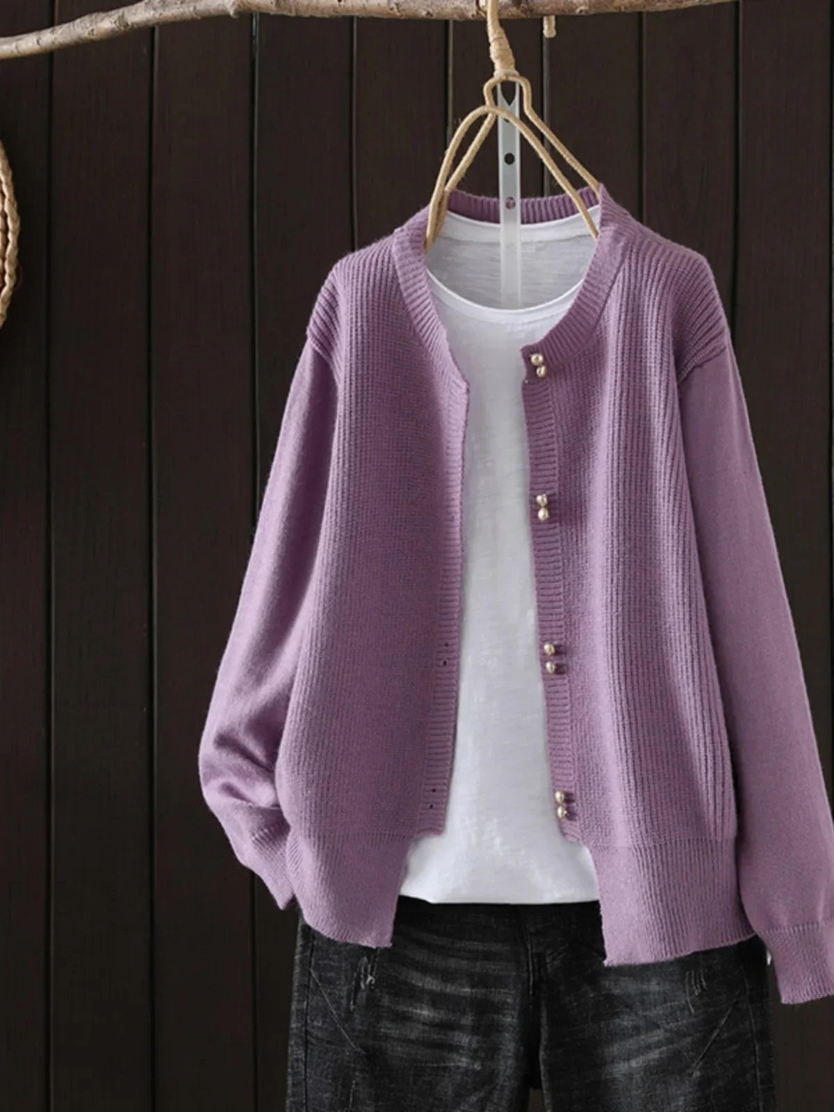 Cardigan Femme Boutonné en Perles 3