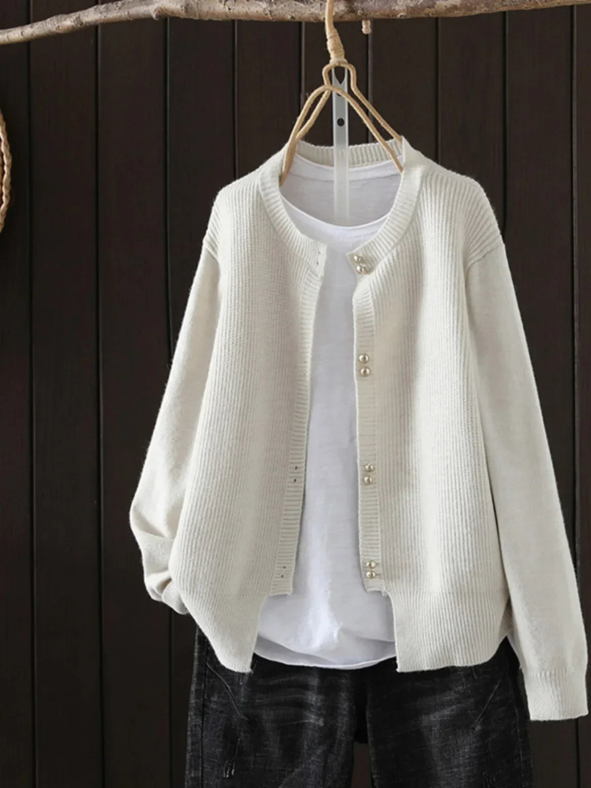 Cardigan Femme Boutonné en Perles 4