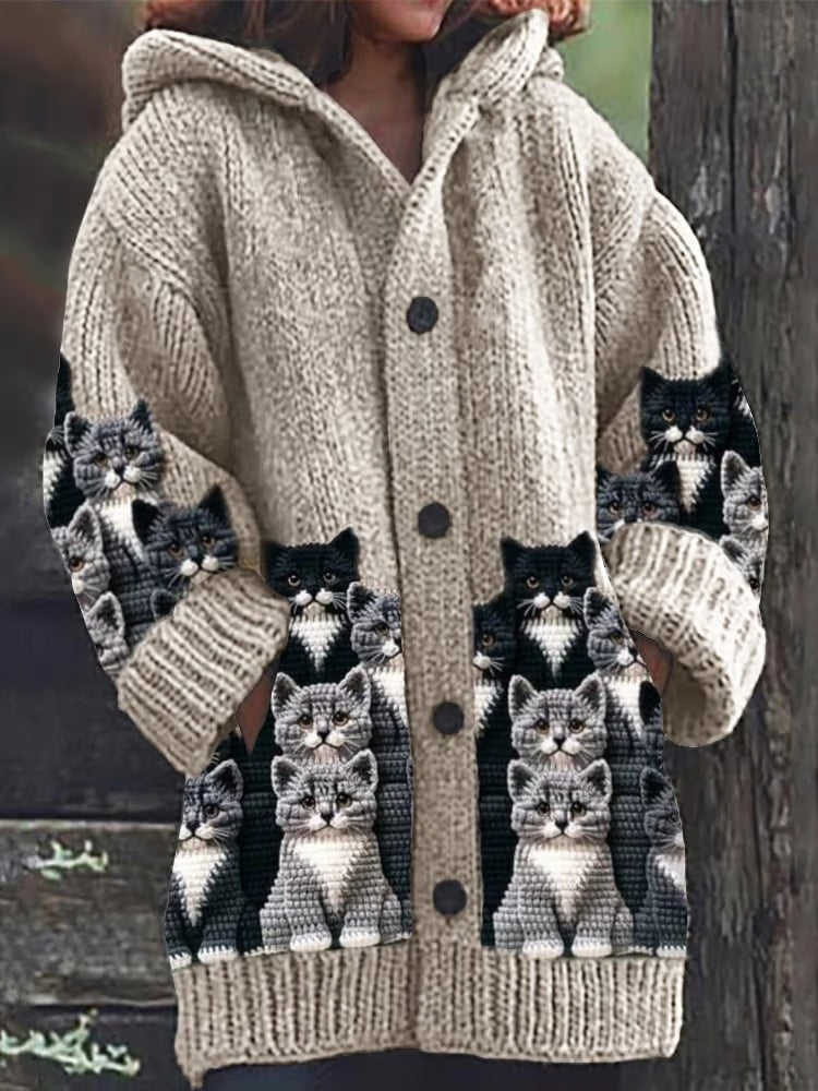 Cardigan Femme Fantaisie Motif Chat Ample 1