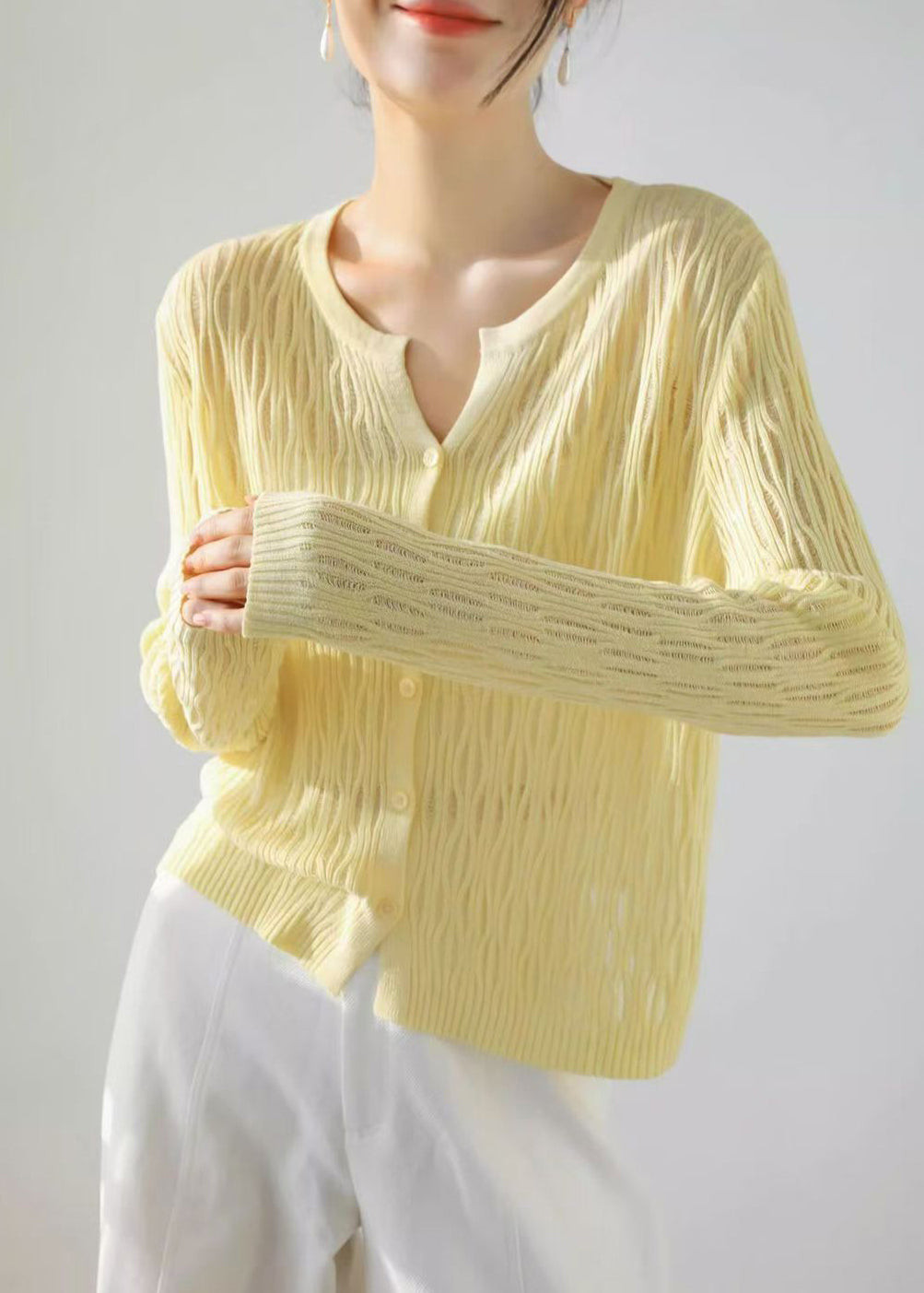 Cardigan Femme Manches Longues Simple Style Confortable 4