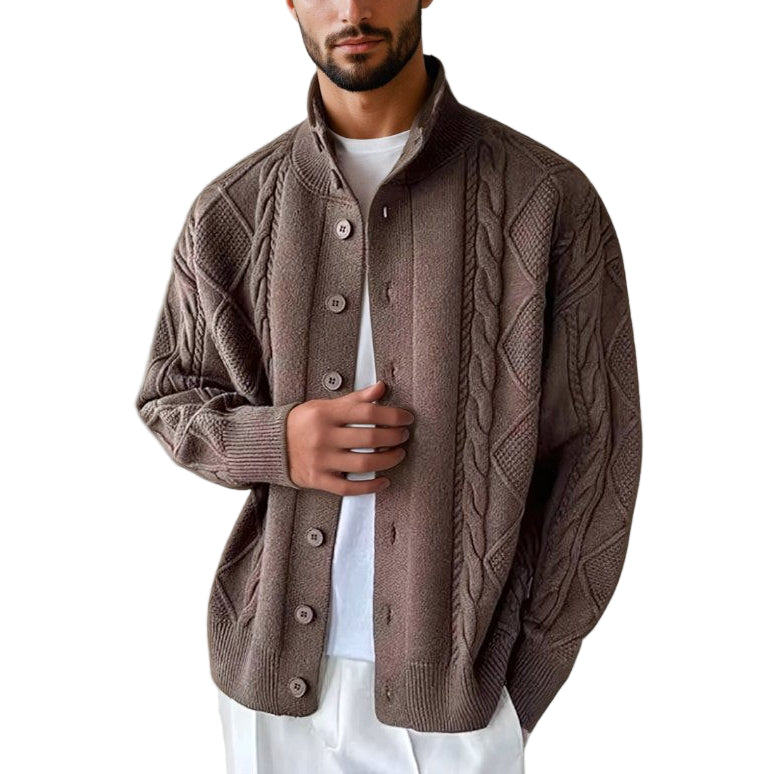 Cardigan Homme Classique en Tricot avec Motif de Câble 0