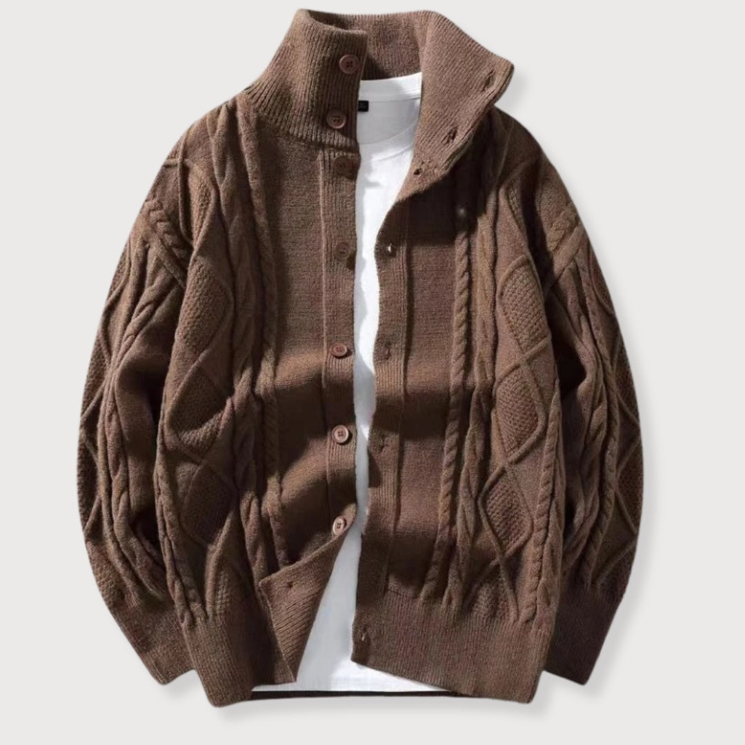 Cardigan Homme Classique en Tricot avec Motif de Câble 1
