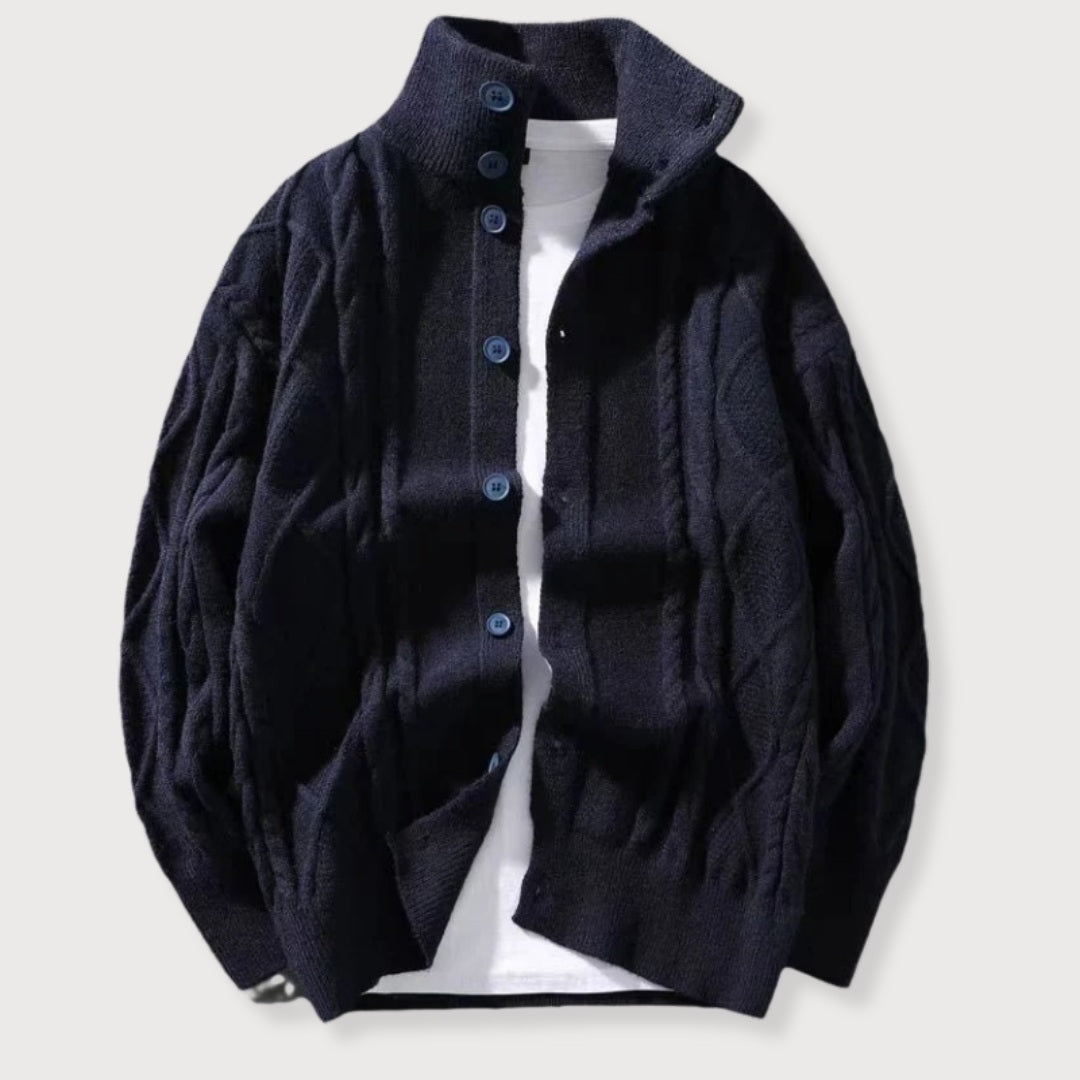 Cardigan Homme Classique en Tricot avec Motif de Câble 2