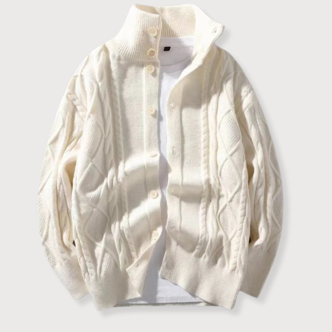 Cardigan Homme Classique en Tricot avec Motif de Câble 3