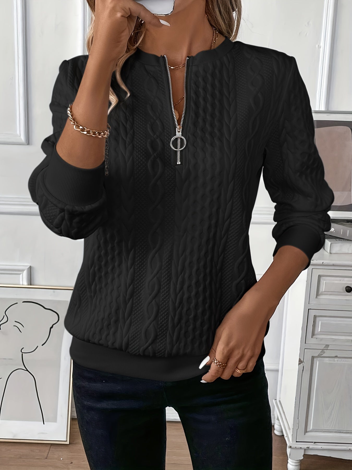 Cardigan pour Femmes Tricoté avec Fermeture Éclair 8