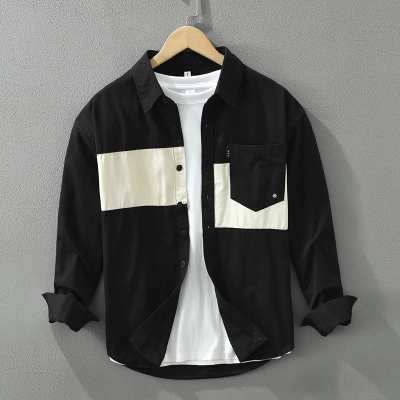 Chemise Homme Patchwork Moderne Coton Doux 1