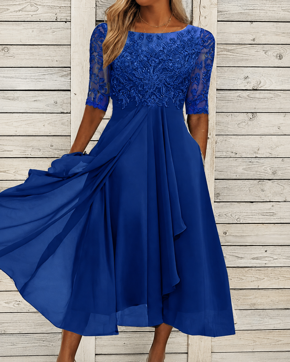 Robe Midi Femme Chic en Tissu Léger Élégant