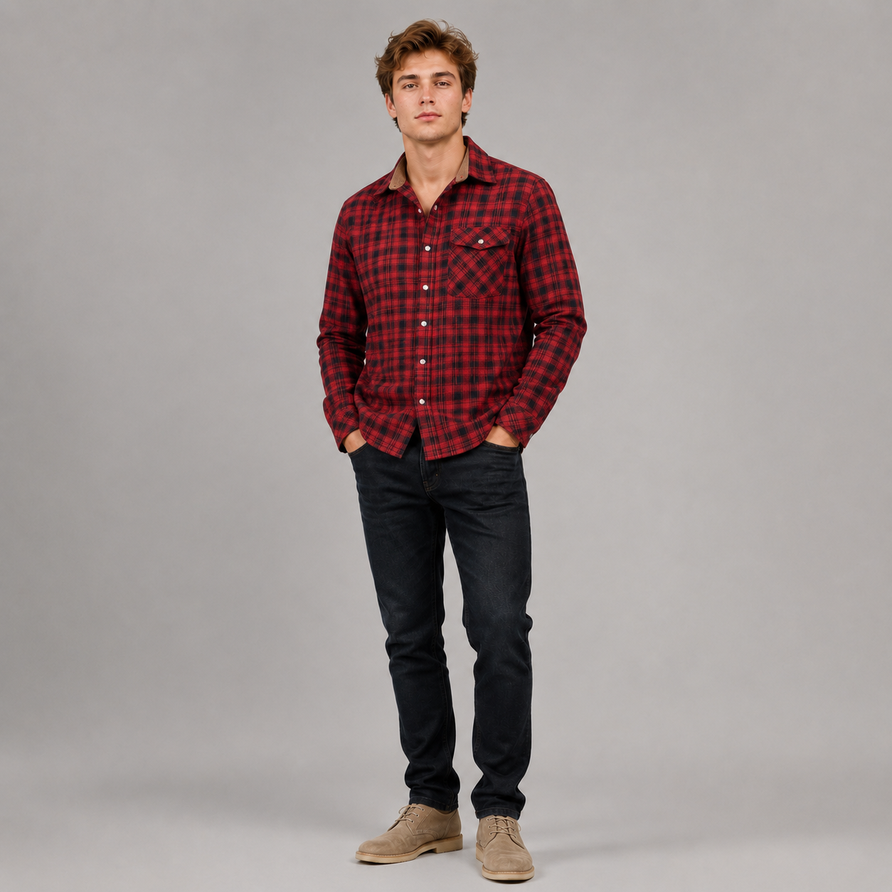 Chemise à Carreaux pour Hommes en Flanelle Confortable