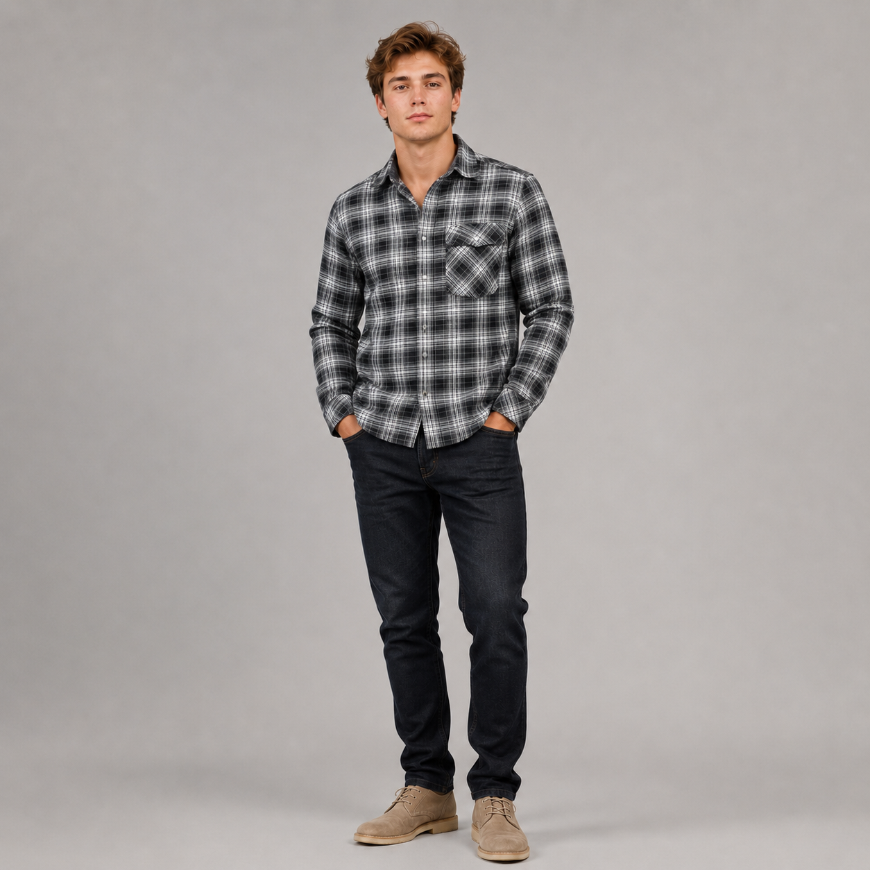 Chemise à Carreaux pour Hommes en Flanelle Confortable