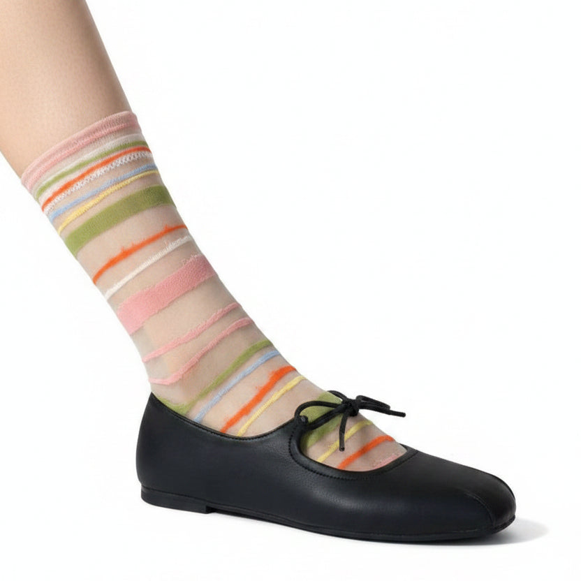 Chaussettes Mi-Mollet Rayées Confortables pour Femme 0