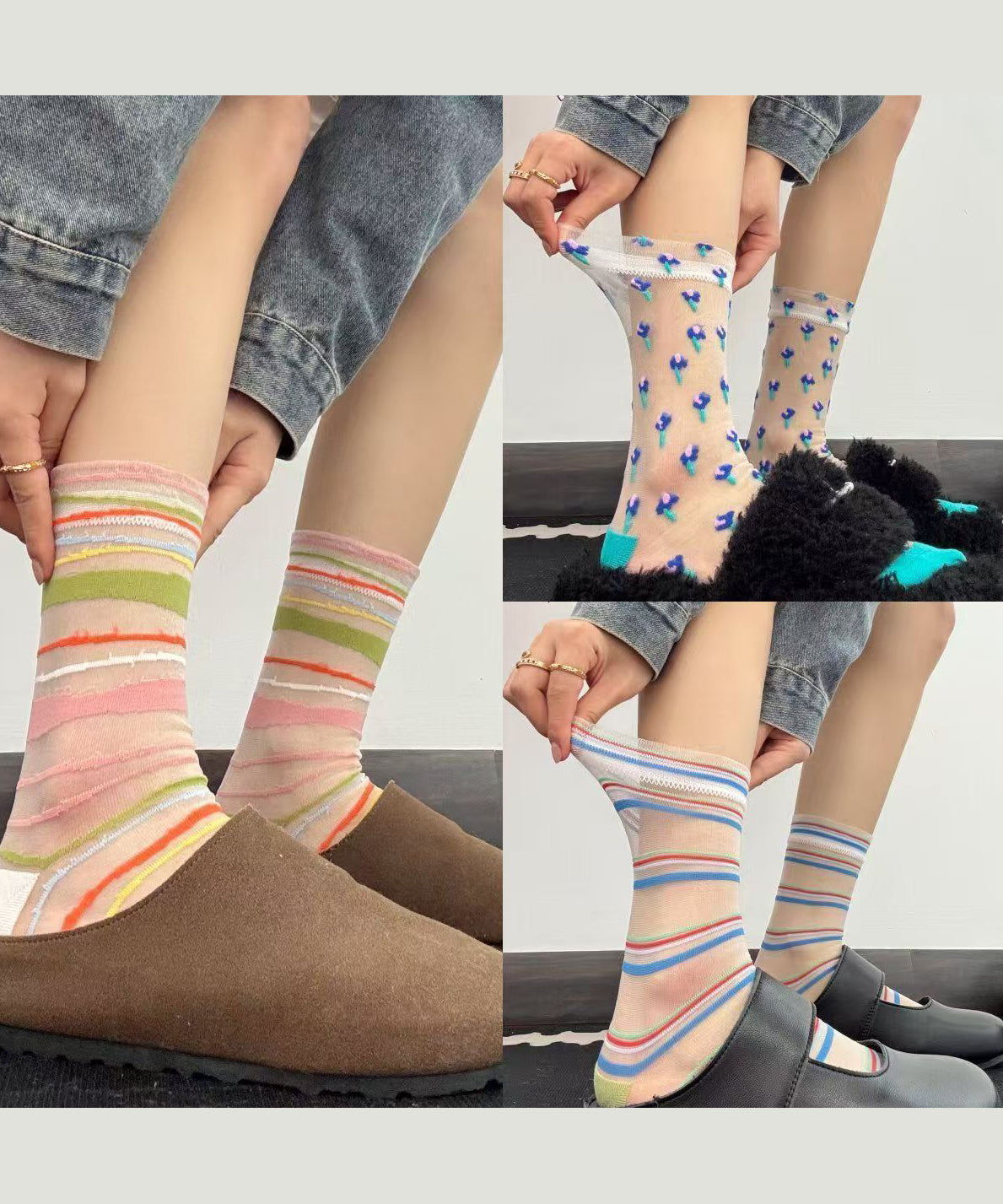 Chaussettes Mi-Mollet Rayées Confortables pour Femme 4