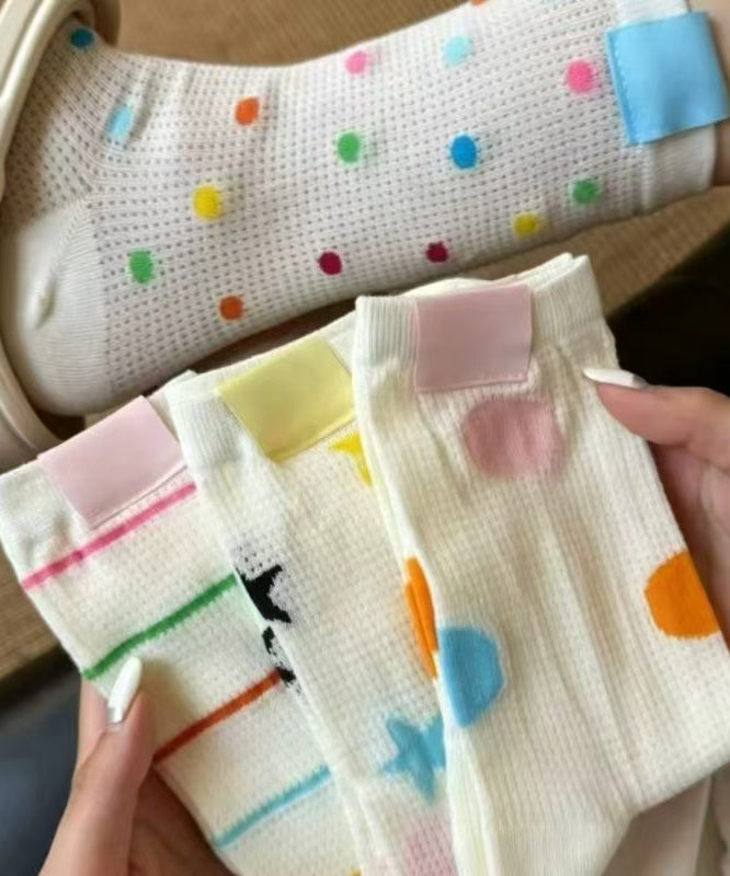 Chaussettes mi-mollet à pois colorés pour femmes été 0