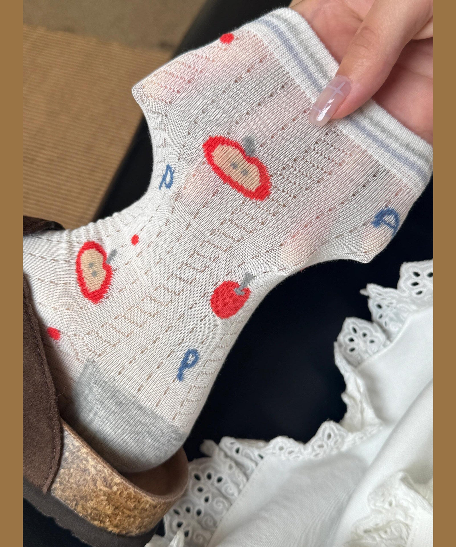 Chaussettes mi-mollet fines pour femme style jacquard d'été 3