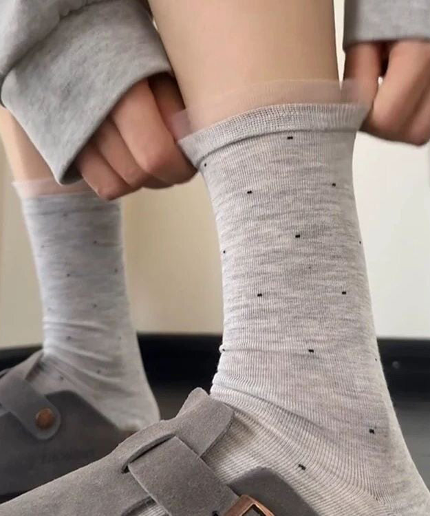 Chaussettes mi-mollet patchwork à pois pour femme 3