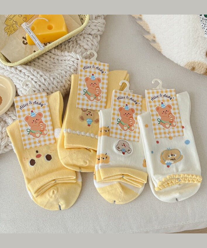 Chaussettes mi-mollet pour femmes à motif jacquard dessin animé 3