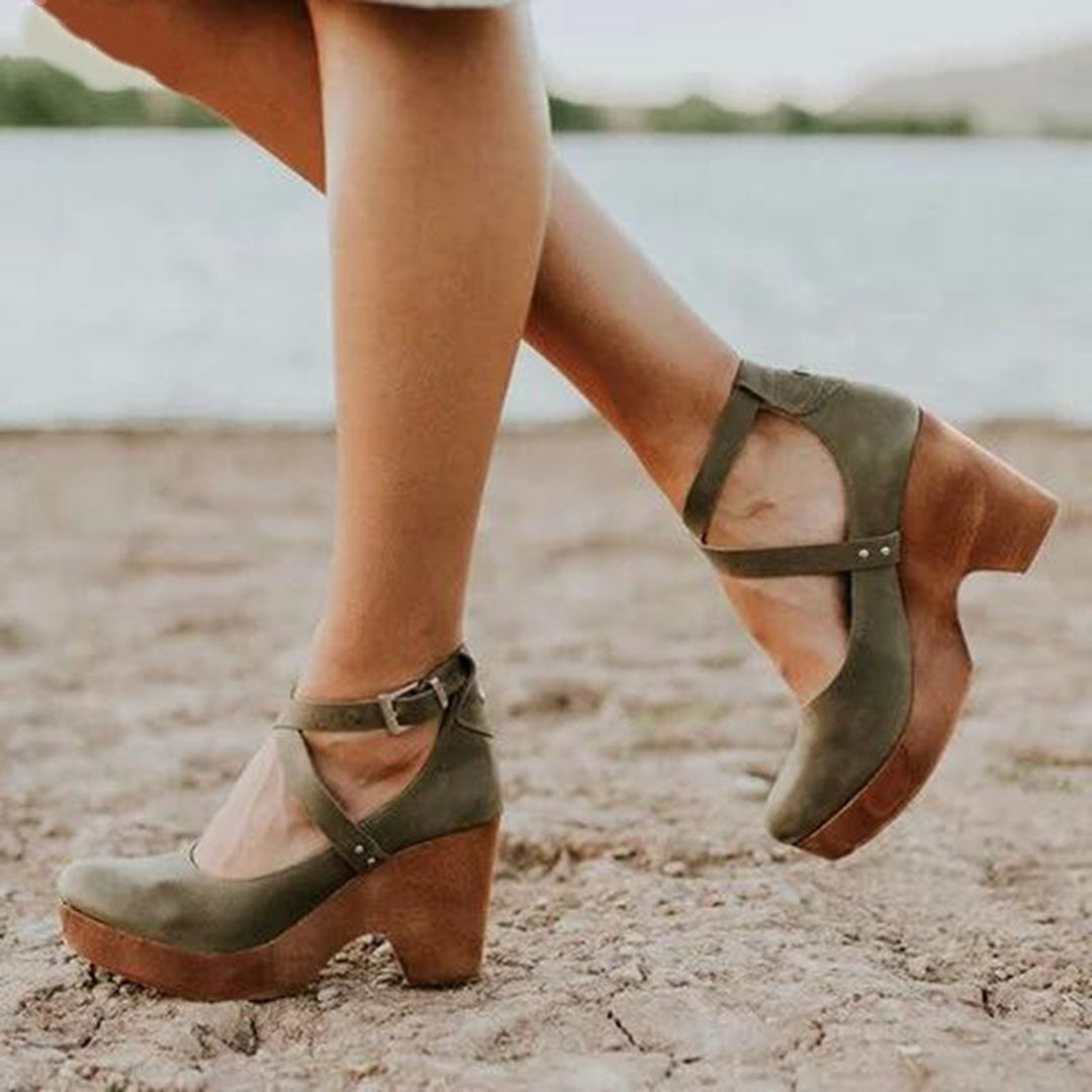 Chaussures Compensées Femme Chic à Bout Fermé 2