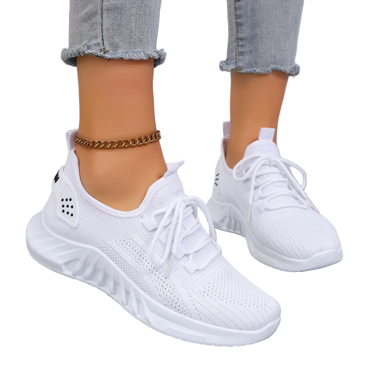 Chaussures de Sport Femme Décontractées à Lacets Tissu Respirant 0