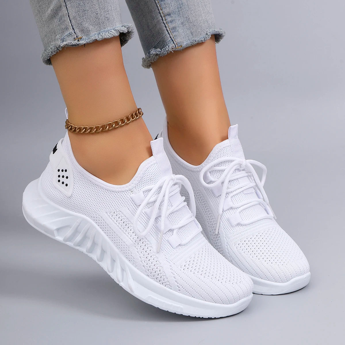 Chaussures de Sport Femme Décontractées à Lacets Tissu Respirant 3