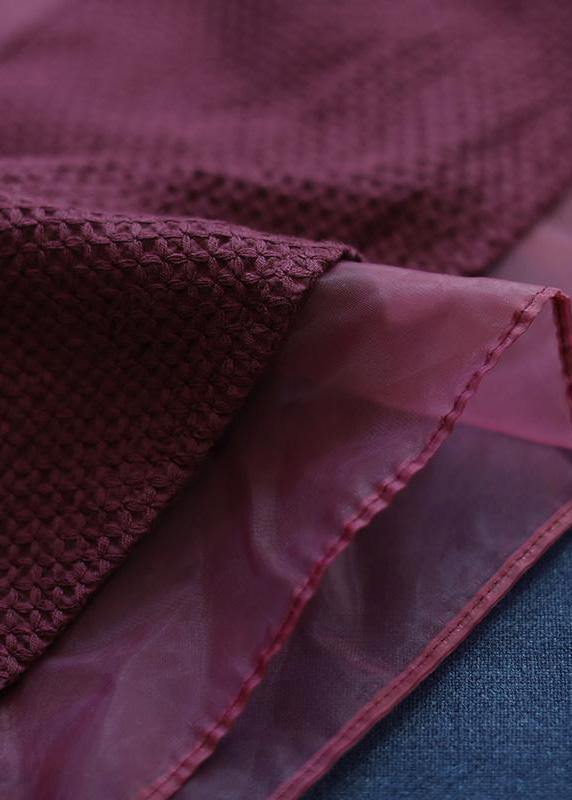 Chemise Baggy en Patchwork Bordeau pour Femme 4