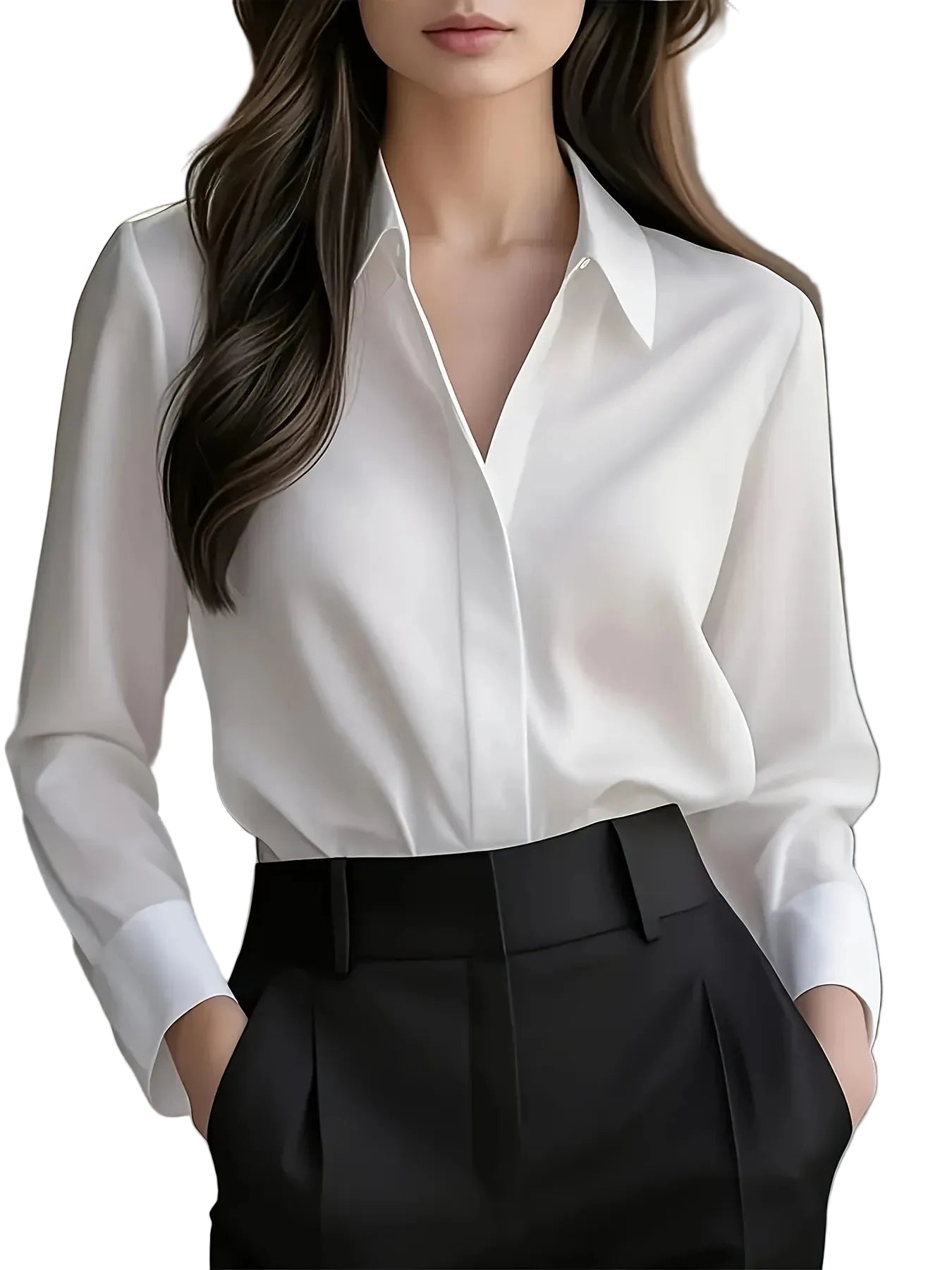 Chemise Femme Ample Décontractée à Manches Longues 0