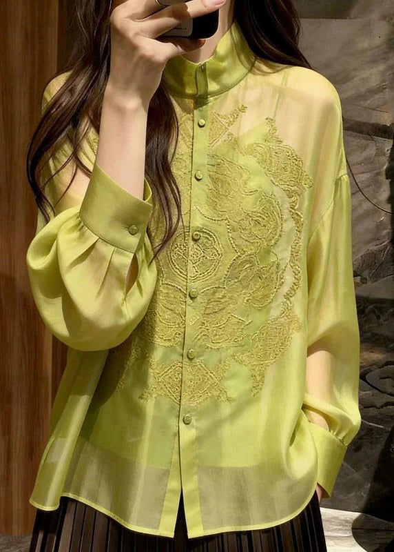 Chemise Femme Brodée à Manches Longues Chic 2