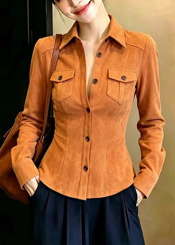 Chemise Femme Col Claudine Manches Longues Style Tendance 0