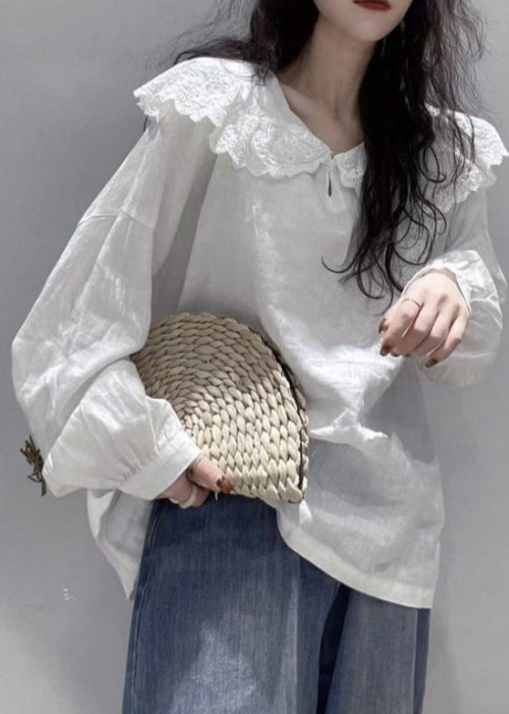 Chemise Femme Col Peter Pan Manches Longues Style Classique 3