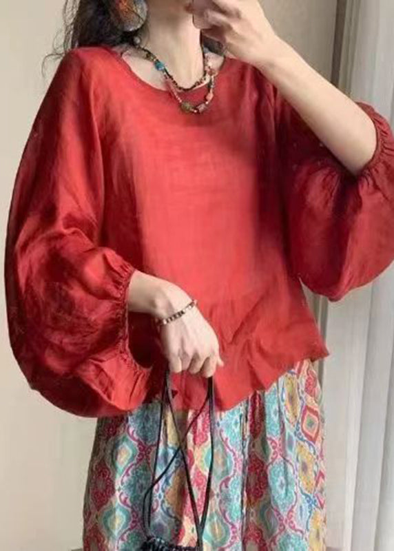 Chemise Femme Col Rond Manches Lanternes Style Original 1