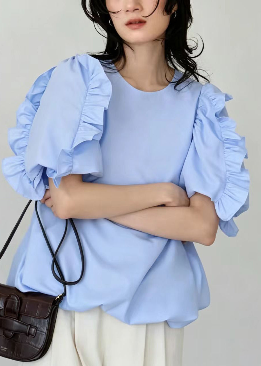 Chemise Femme Décontractée à Volants Manches Courtes 1