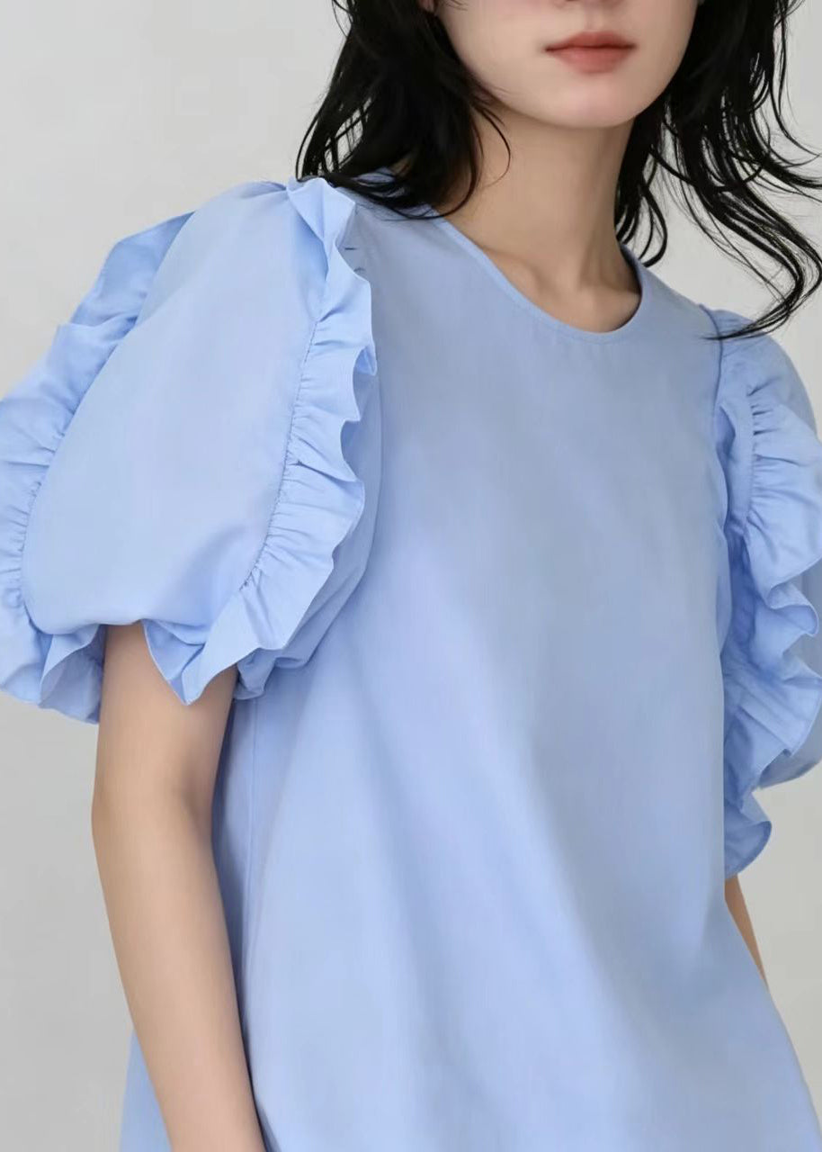 Chemise Femme Décontractée à Volants Manches Courtes 4