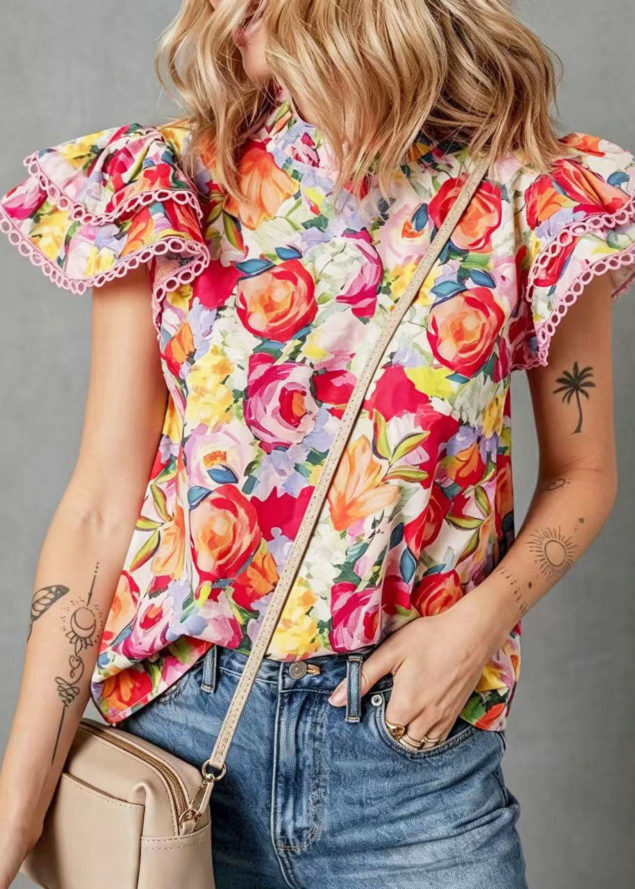 Chemise Femme Imprimé Arc-en-Ciel Manches Papillon 2