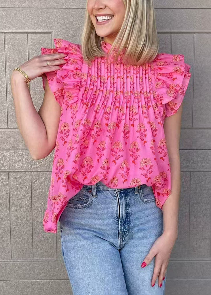 Chemise Femme Imprimée À Manches Papillon Moderne 1