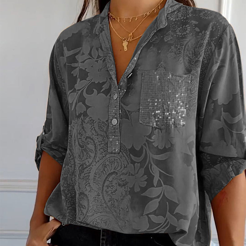 Chemise Femme Imprimée Chic Col Montant 5