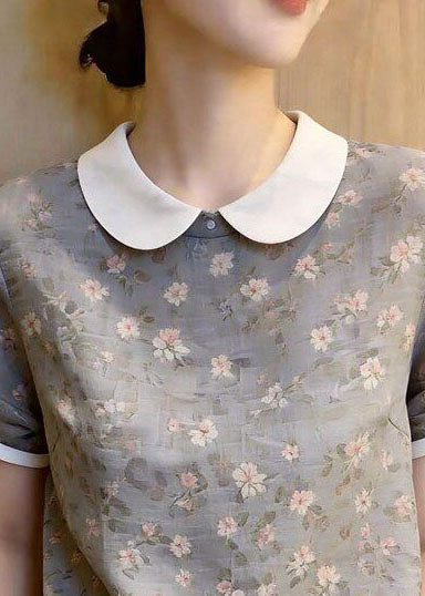 Chemise Femme Imprimée à Cordon de Serrage Estivale 1