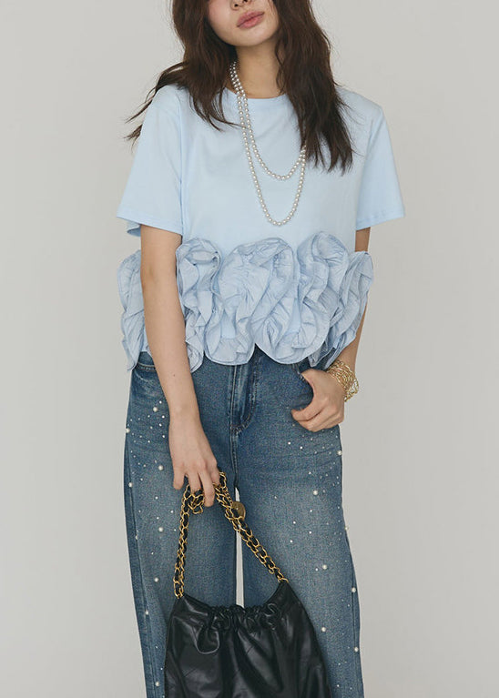 Chemise Femme Manches Courtes Patchwork Floral Décontractée 1