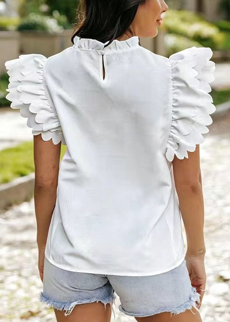 Chemise Femme Moderne à Volants et Manches Papillon 3
