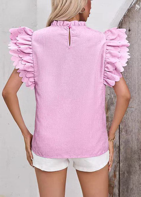 Chemise Femme Moderne à Volants et Manches Papillon 4