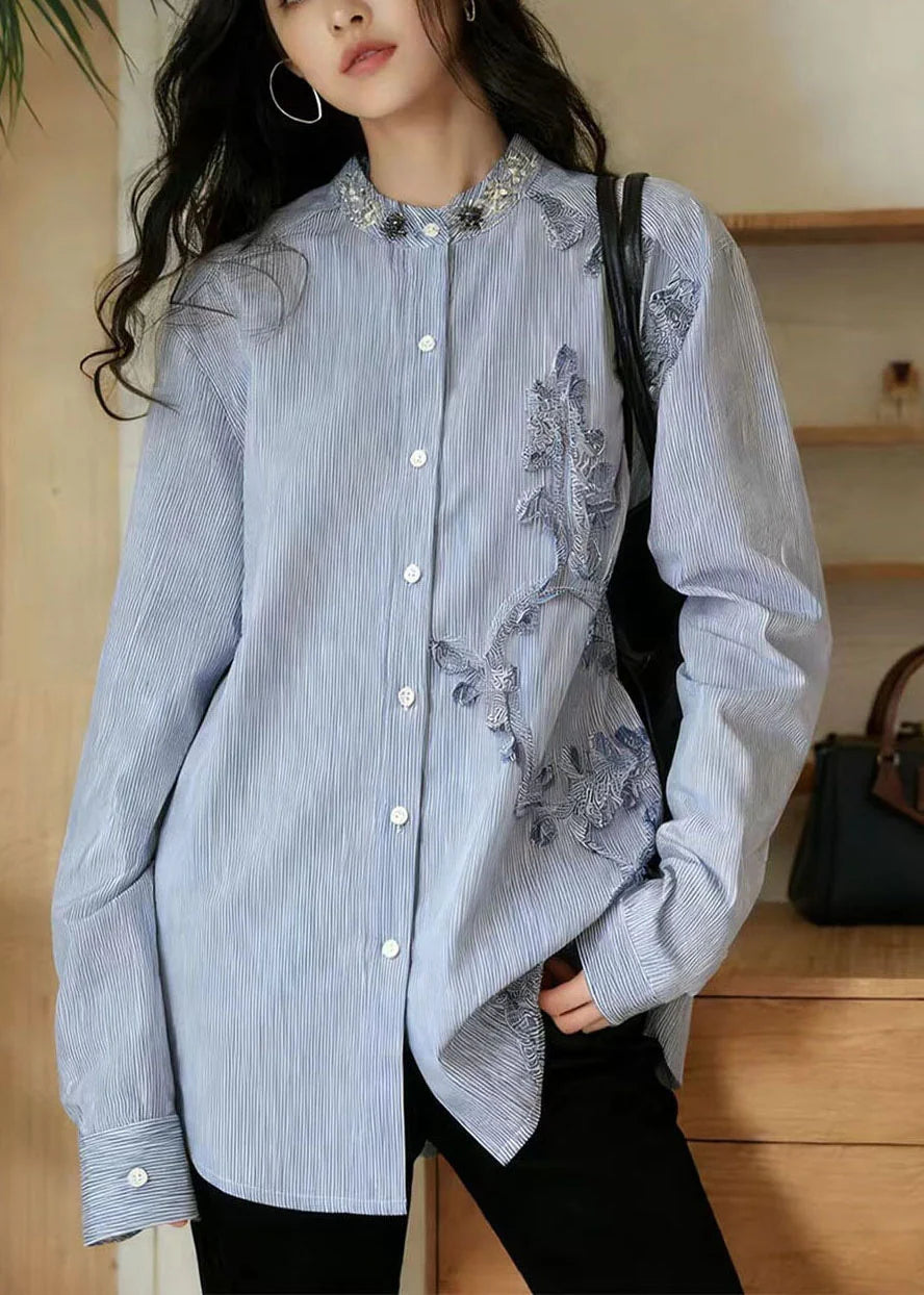 Chemise Femme Style Bohème Boutonnée à Rayures 0