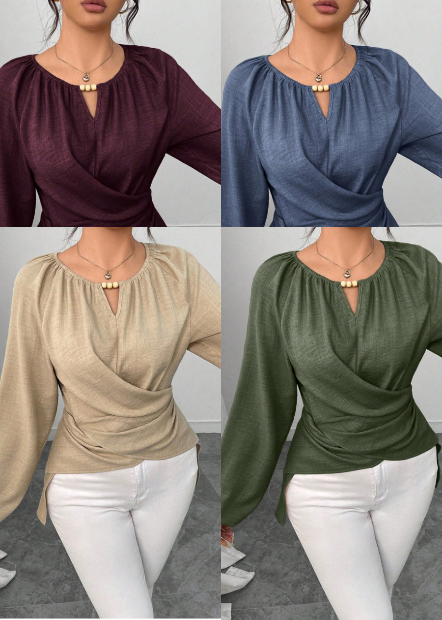 Chemise Femme Style Bohème Col Rond Automne 4