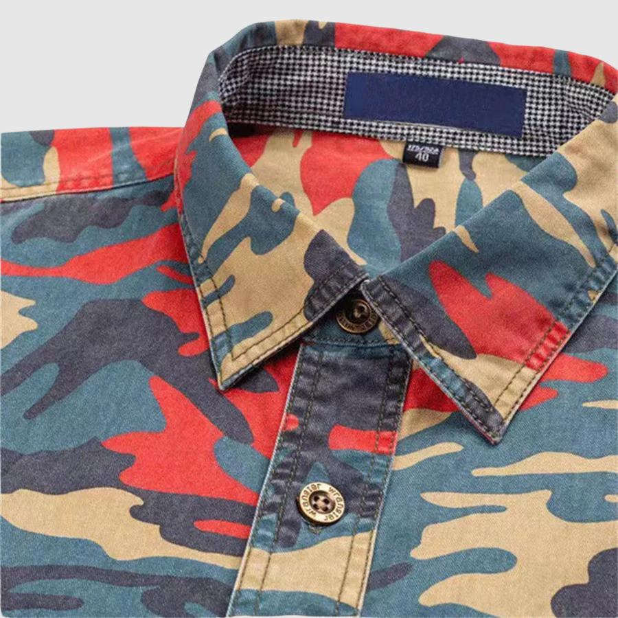 Chemise Homme Camouflage Classique à Manches Longues 5